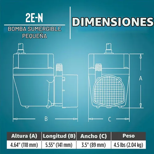 Vista 2 de Bomba sumergible manual pequeña Little Giant 2E-N 115V, 300 GPH