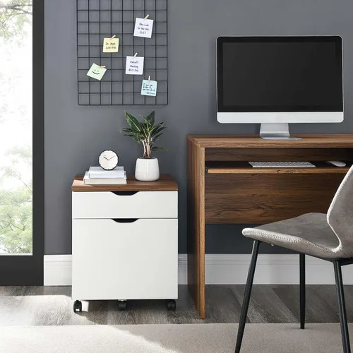 Vista 2 de Modway Envision Mid-Century Modern, archivador, color blanco nogal