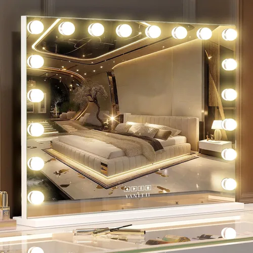 Vista 11 de VANITII - Espejo Hollywood con luces, altavoz con carga USB, espejo de maquillaje iluminado con bombillas, 3 modos de iluminación y espejo