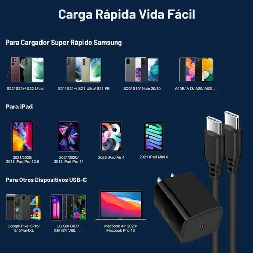 Vista 3 de Cargador súper rápido tipo C bloque de carga compatible con Samsung Galaxy Z Fold 7, Z Flip 7, A17, S25Edge, S25 Ultra, S25, S25+, S24 Fe, S24 Negro