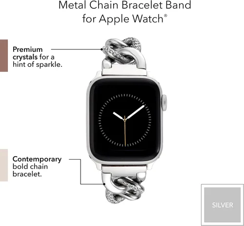 Vista 3 de Anne Klein Pulsera de cadena de moda para Apple Watch, segura, ajustable, correa de repuesto para Apple Watch, se adapta a la mayoría de muñecas