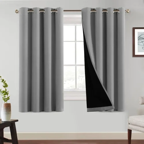 Vista 43 de PrinceDeco Cortinas 100% opacas de 54 pulgadas de largo, completamente opacas, tratamiento de ventanas, cortinas forradas con aislamiento térmico