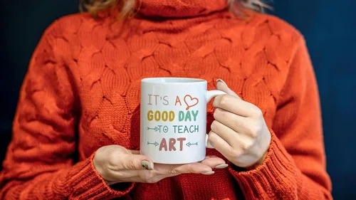 Vista 2 de Taza de cerámica de 11 onzas para profesores de arte, regalo de agradecimiento para profesores, regalo de agradecimiento para profesores, regalos