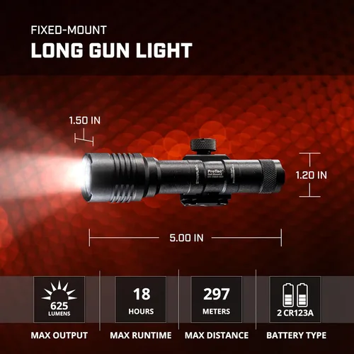 Vista 2 de Streamlight 88059 ProTac - Luz de arma de montaje en riel 2 de 625 lúmenes con baterías CR123A e interruptor de presión remoto, interruptor trasero