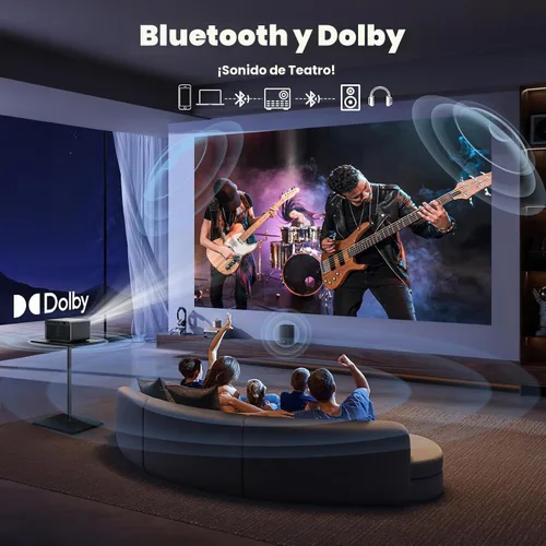 Vista 5 de Proyector con WiFi y Bluetooth: [1800 ANSI/Enfoque automático AI/800+ aplicaciones/compatible con Netflix] Proyector para exteriores con soporte 4K