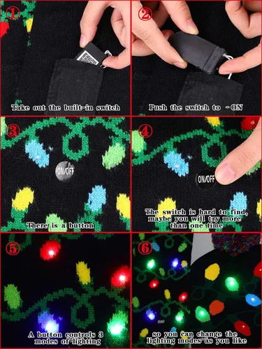 Vista 2 de SATINIOR 2 sombreros de Navidad con luz LED para fiesta de Navidad