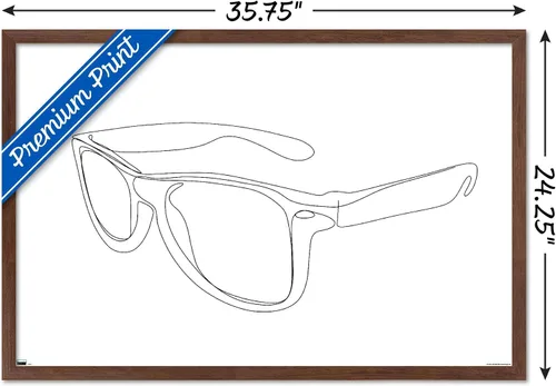 Vista 3 de Trends International LÍNEA Y CEPILLO - Póster de pared de lentes de sol de línea continua, 22.37 x 34.00 pulgadas, versión enmarcada de caoba