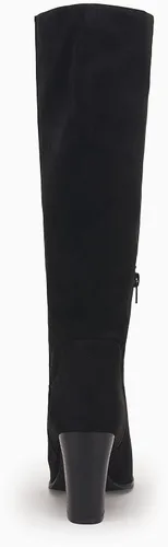 Vista 2 de Coutgo Botas altas de gamuza sintética para mujer, con cremallera lateral, tacón grueso, elásticas, botas de invierno