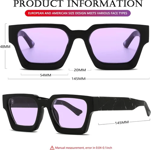Vista 70 de AIEYEZO Gafas de sol cuadradas para mujeres y hombres, gafas de sol cuadradas con montura gruesa, estilo de diseñador simple