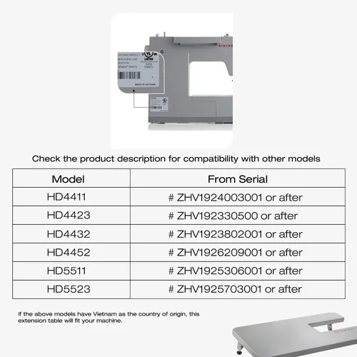 Vista 4 de FDM Mesa de extensión para máquina de coser resistente, mesa rectangular gris moderna, 15 ¼ pulgadas x 10 x 2 pulgadas, compatible con Singer 4411