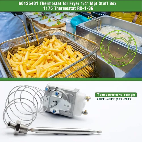 Vista 4 de RX-1-36 Termostato para freidora Caja de empaque Mpt de 1/4", termostato 60125401 para freidora profunda compatible con Pitco 60125401 apto