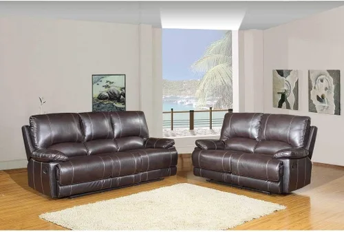Vista 18 de Blackjack Furniture Brantley Collection - Sofá biplaza reclinable tapizado de cuero con consola, asientos acolchados de felpa con bobina Marrón