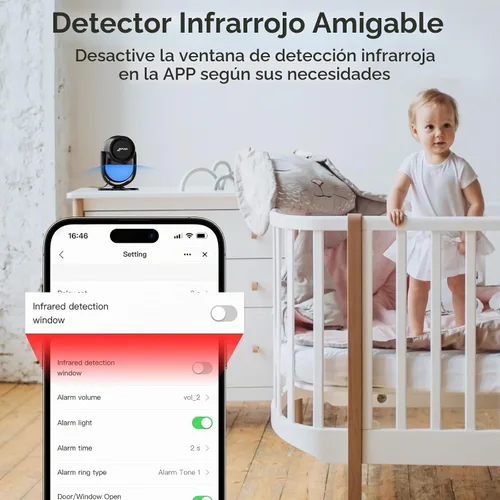 Vista 4 de CPVAN Alarma con sensor de movimiento WiFi, detector de movimiento PIR inteligente de 125 dB con alertas de aplicación de teléfono, sistema