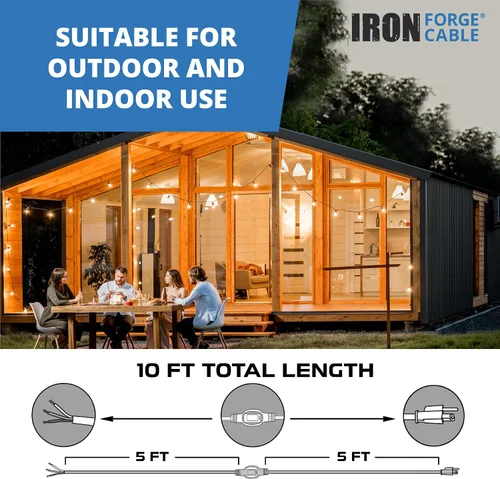 Vista 6 de Iron Forge Cable Cable de alimentación de repuesto de 16 AWG de 10 pies con interruptor de encendido y apagado en línea impermeable IP65 - Cable