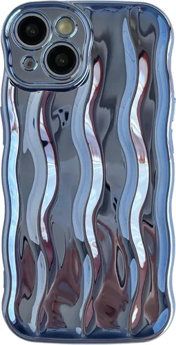 Vista 18 de Caseative - Funda para iPhone 14, color verde Patrón de ondulación de agua Marco de onda rizada suave