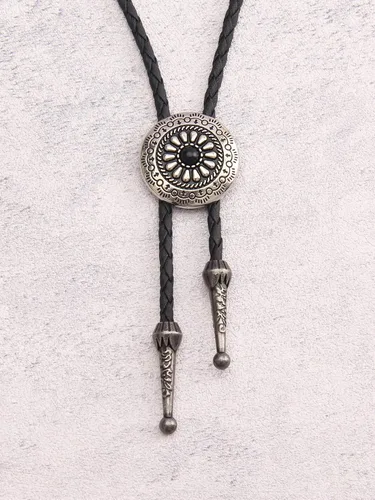 Vista 436 de Jeilwiy Corbata de bolo para hombre, corbata de vaquero occidental, collar de corbata de bolo dorado, corbata de cuero, corbata de Halloween