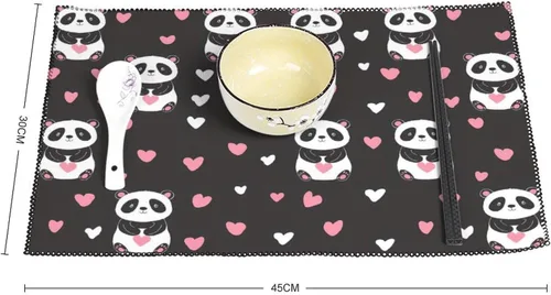 Vista 2 de Panda Print Placemats Set of 6 Resistant Table Mats Washable Place Mats for Dinner Party Table Decoration