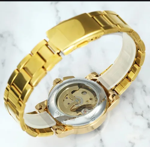 Vista 3 de SENRUD Relojes automáticos para mujer, de acero inoxidable, con esqueleto, impermeable, reloj de pulsera automático, regalo para mujer
