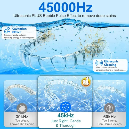 Vista 2 de Máquina Limpiadora Ultrasónica de Retenedores Hossili, Cápsula de Limpieza Ultrasónica de 200ML con 4 Modos, Temporizador Digital para Limpiador