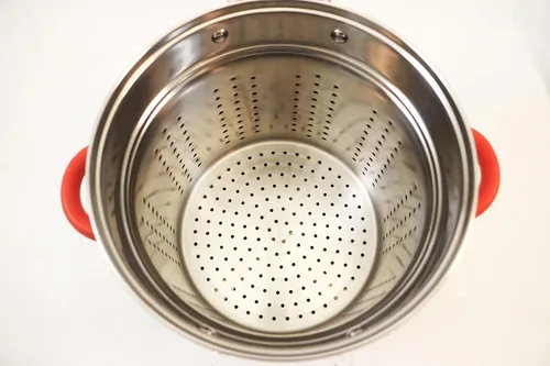 Vista 3 de EXCELSTEEL Olla para pasta multifunción de acero inoxidable de 12 cuartos con base encapsulada, tapa de vidrio ventilada y asas cubiertas
