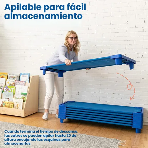 Vista 5 de ECR4Kids Cama/catre estándar para niños pequeños (Paquete de 6), Azul, 1