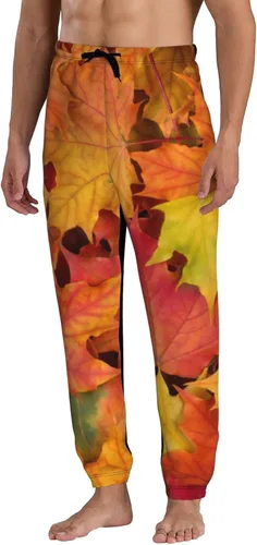 Vista 2 de ultaro Mens Joggers Sweatpants Autumn Maple Leaves Casual Pants Sports Jogging Trousers with Drawstring