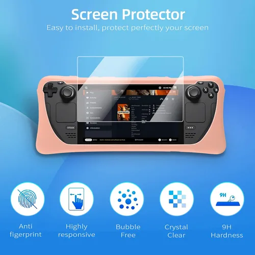 Vista 3 de OFFCURVE Case for Steam Deck, Silicone Cover Case with Screen Protector & 2 Pairs Thumb Grips for Vavle Steam Deck Skin Shock-Absorption, Non-Slip