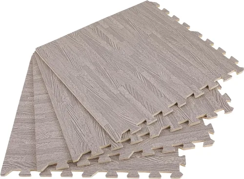 Vista 6 de Azulejos de espuma estampada de 0.4 pulgadas de grosor, 24 x 24 pulgadas, 25 piezas, suelo protector estilo grano de madera, para el hogar