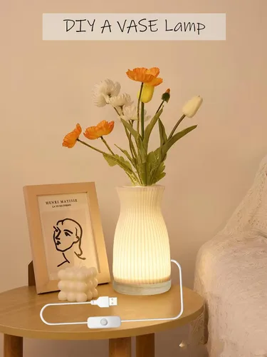 Vista 7 de Pedestal de pantalla de luz LED, soporte base de lámpara de madera de haya para acrílico y plexiglás, lámpara de mesa LED de madera para el hogar 3D