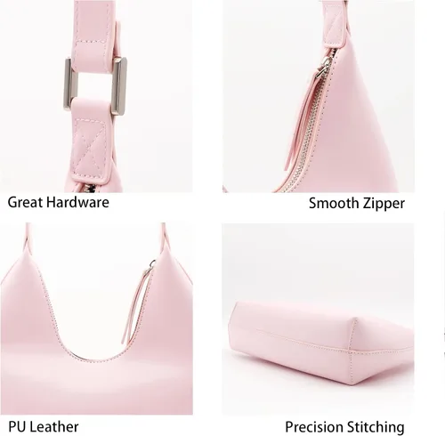 Vista 3 de NahiAoo Bolso de hombro para mujer, pequeño, negro, blanco, bolso de hombro, bolso hobo de moda, bolso de media luna 2023