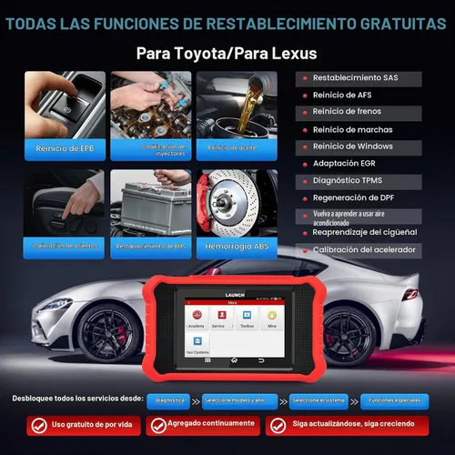 Vista 5 de LAUNCH Escáner OBD2 bidireccional completo Creader Elite 3.0 para Toyota
