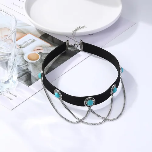 Vista 4 de Ninejuize Gargantilla de terciopelo negro, collar gótico, para Halloween, Navidad, Año Nuevo, regalo para mujer