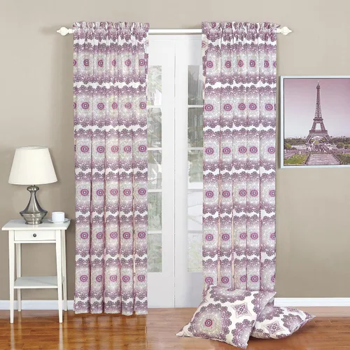 Vista 8 de Home Soft Things Dobson - Juego de cortinas y fundas de almohada estampadas, color azul de 70 x 84 pulgadas, juego de 2 paneles más dos fundas