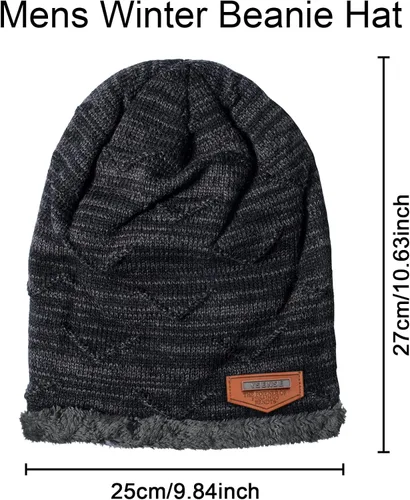 Vista 3 de YSense Mens Winter Warm Slouchy Beanie Oversized Baggy Hat Fleece Lined Knit Skull Cap