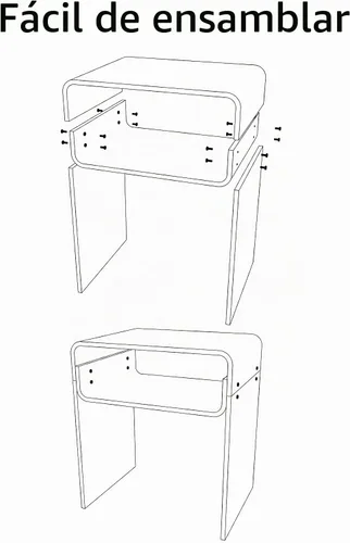 Vista 8 de Mesa auxiliar de acrílico transparente de 2 niveles Mesa de noche para sala de estar, dormitorio, decoración del hogar (Negro)