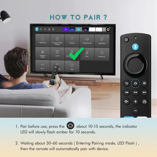 Vista 4 de Mando a distancia de repuesto para televisores inteligentes FireStick/Cube Negro