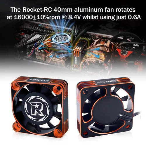 Vista 2 de Paquete de 2 ventiladores de refrigeración de motor RC de 1.575 pulgadas, ventilador de enfriamiento ESC de 16000RPM para camión 1/10 1/8 RC