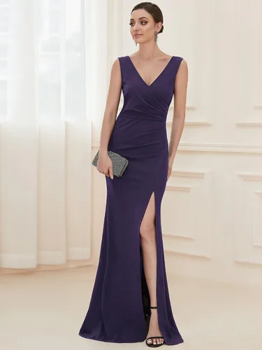 Vista 5 de Alisapan Vestidos formales largos elásticos con cuello en V para mujer 00007