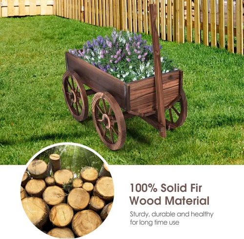 Vista 2 de LDAILY Moccha - Carro de madera con 4 ruedas para maceta de flores y flores, para el hogar, jardín, interior y exterior