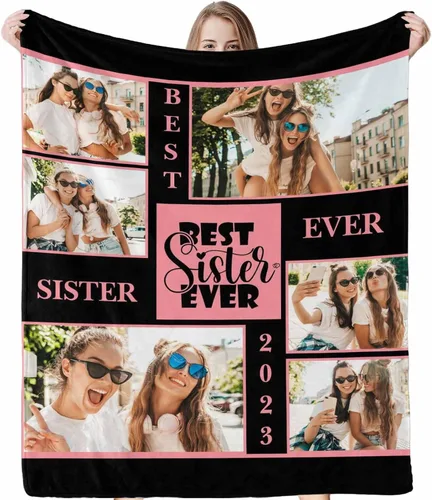 Vista 12 de InterestPrint Regalos para hermanas de hermana manta con collage de fotos, mantas de fotos personalizadas para hermanas, mejores amigas, mujeres