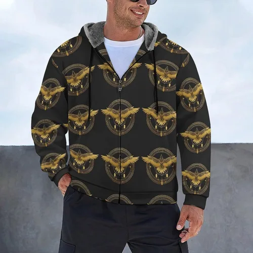 Vista 2 de Viking - Sudadera con capucha de forro polar, impresión 3D, con cremallera