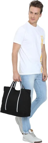 Vista 7 de Eco Right Bolsa de lona extragrande para compras y trabajo, bolsa de playa con asas cruzadas ajustables