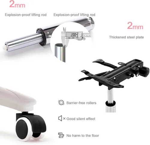Vista 8 de Linda silla de juegos con reposapiés, sillas de videojuegos de respaldo alto, silla Kawaii de piel sintética con soporte lumbar y reposacabezas