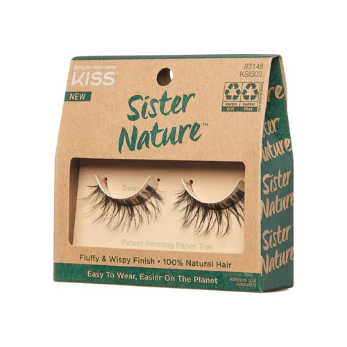 Vista 3 de KISS Sister Nature - Pestañas postizas 'Dawn', 0.472 in, cabello 100% natural, caja de papel reciclable, impresa con tinta de soja, libre