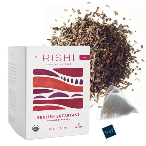 Vista 11 de Rishi Tea Té de desayuno inglés orgánico de hojas sueltas de té negro puro, energizante y con cafeína, ideal para té caliente o helado - 4 onzas