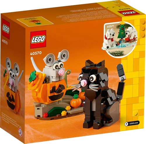 Vista 5 de LEGO Kit de Construcción de Halloween Gato y Ratón 40570, Decoración Fantástica de Halloween con Adorables Juguetes de Gato, Ratón y Calabaza