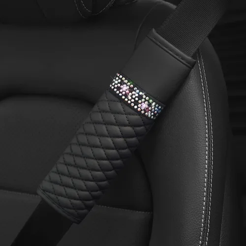 Vista 5 de zipelo 2 fundas para cinturón de seguridad de automóvil, almohadillas de cuero transpirable que protegen tu cuello, correas de arnés para una