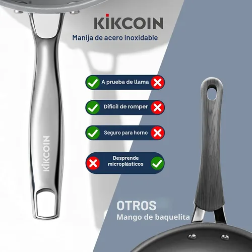 Vista 6 de Kikcoin - Juego de sartenes de cerámica antiadherentes - 3 tamaños, sartenes para tortilla para una cocina saludable, 8+9.5+11 pulgadas, con asa