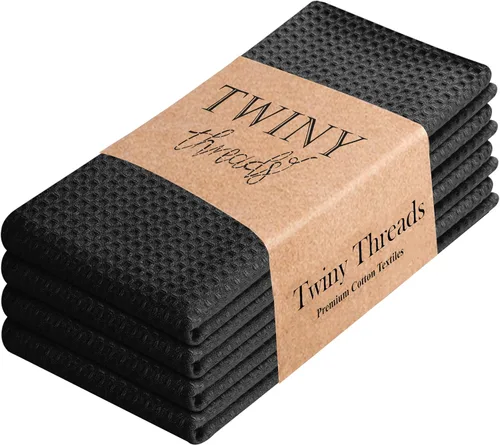 Vista 61 de TWINY threads Juego de toallas de cocina con diseño de diamante, 100% algodón, trapos grandes y trapos de lavado, absorbentes de secado rápido