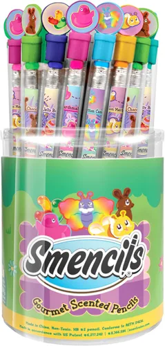 Vista 11 de Happy Birthday Smencils Cylinder - Lápices perfumados gourmet patentados HB #2, 50 unidades, regalos para niños